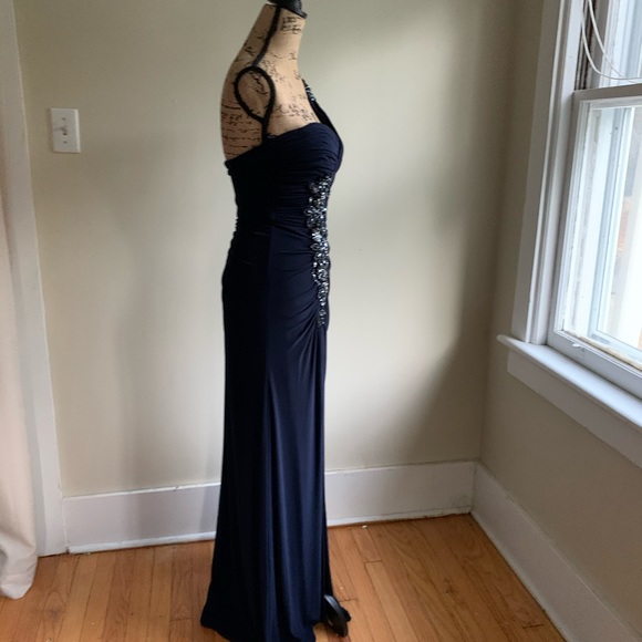 Xscape blue one shoulder dress size 4 - Picture 12 of 16